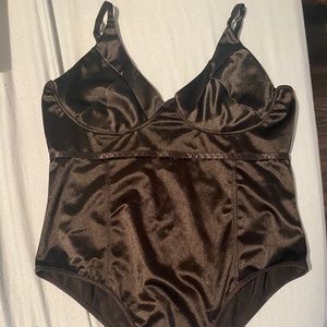 Black polyester bodysuit